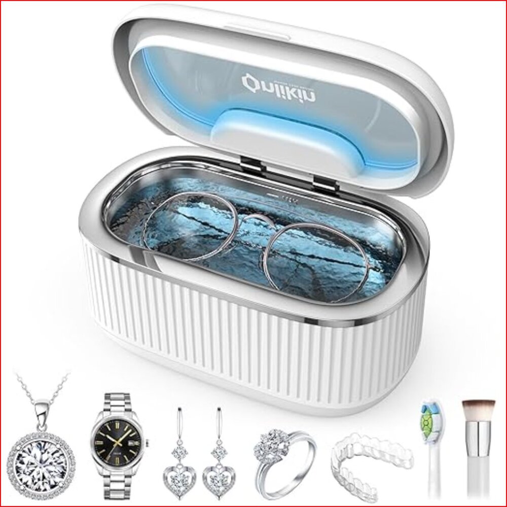Ultrasonic Jewelry Cleaner With 304 Stainless Steel Tank, 5 Timer Modes